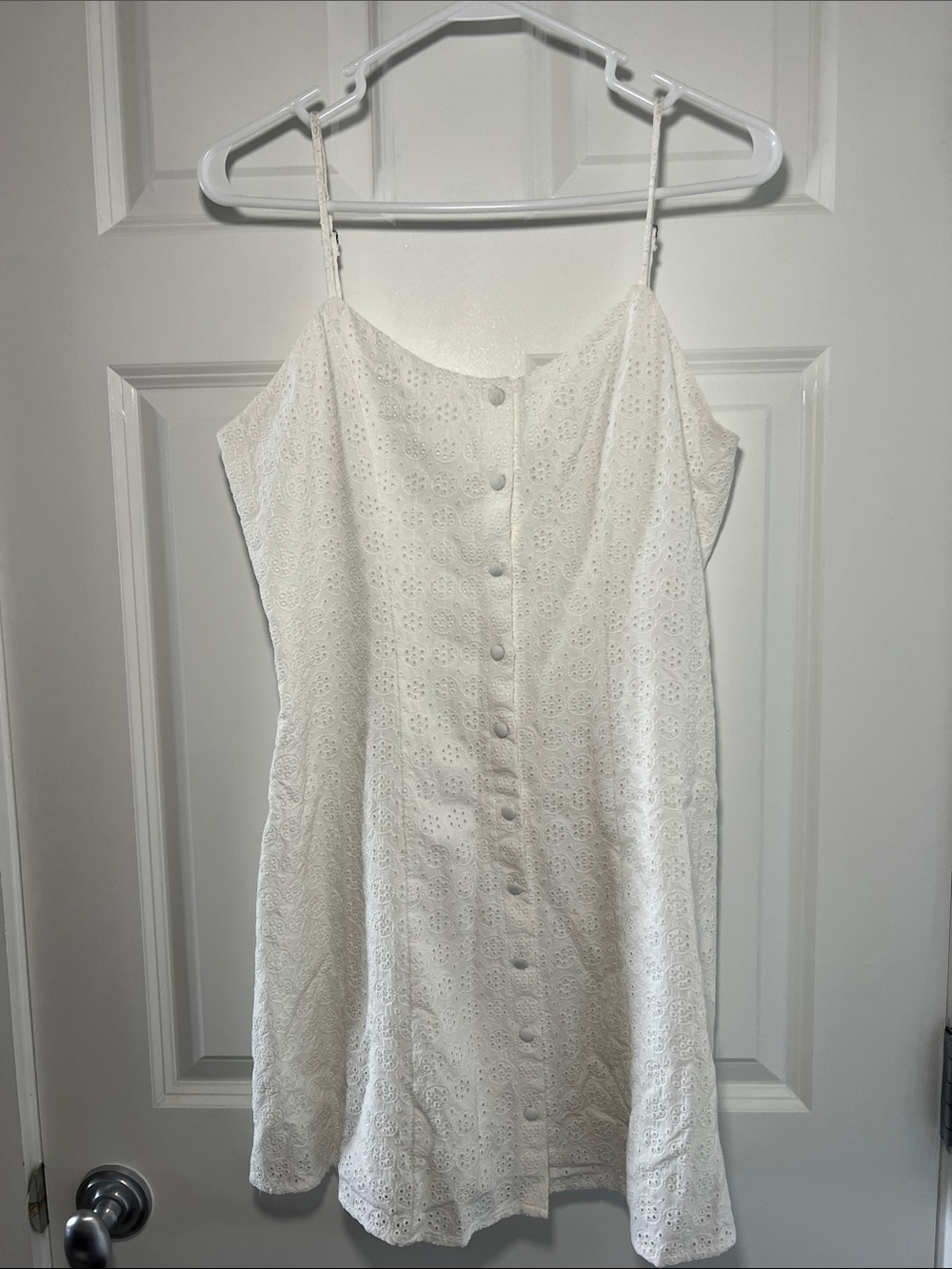 bp White Eyelet Button-Front Mini Dress